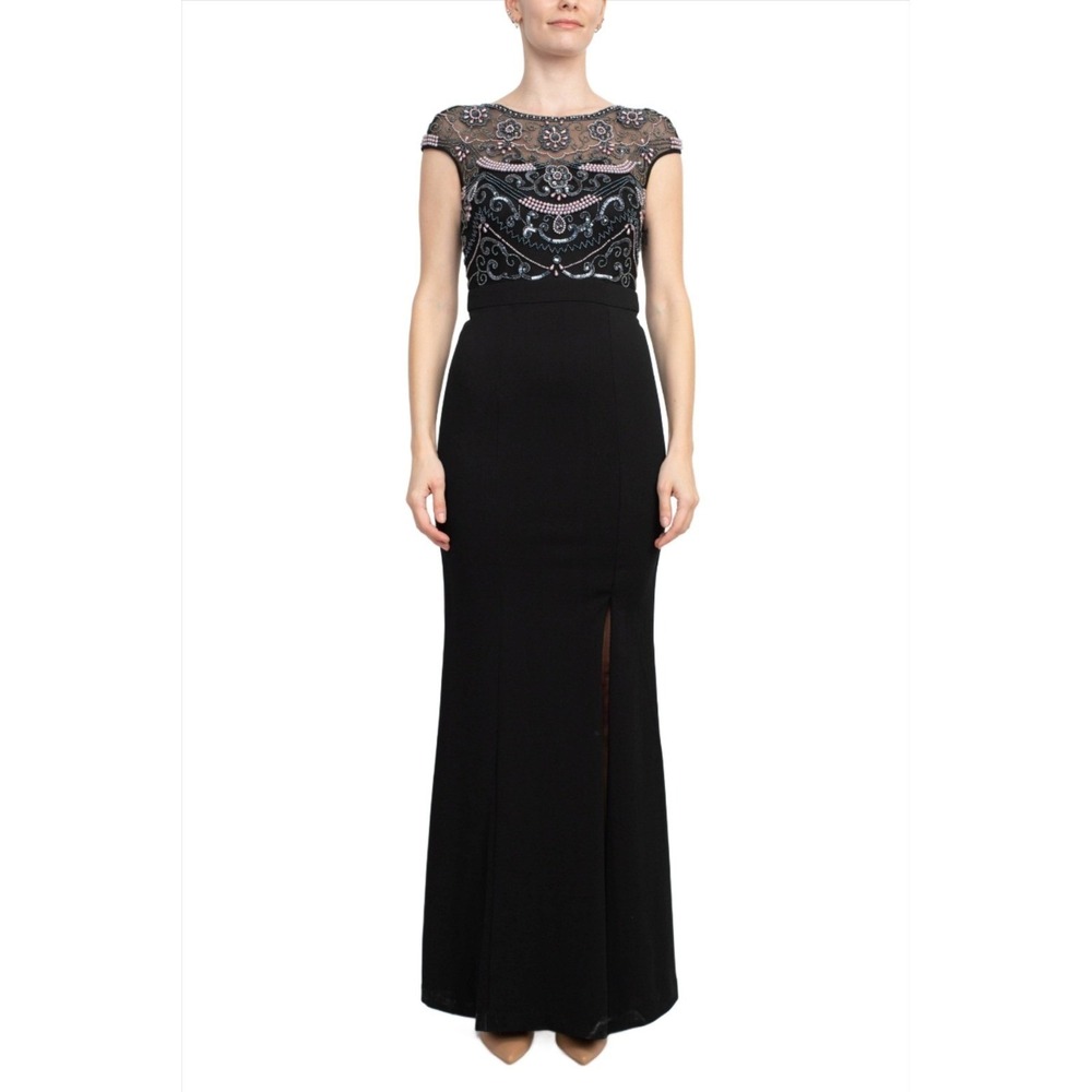 Aidan‎ Mattox Gown With Beaded Black Formal Evening Dress Size 2 MD1E203319
